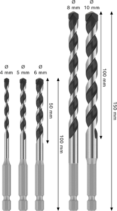 Bosch PRO HEX-5 urbju komplekts, 5 izmēri ar sešstūra kātu.